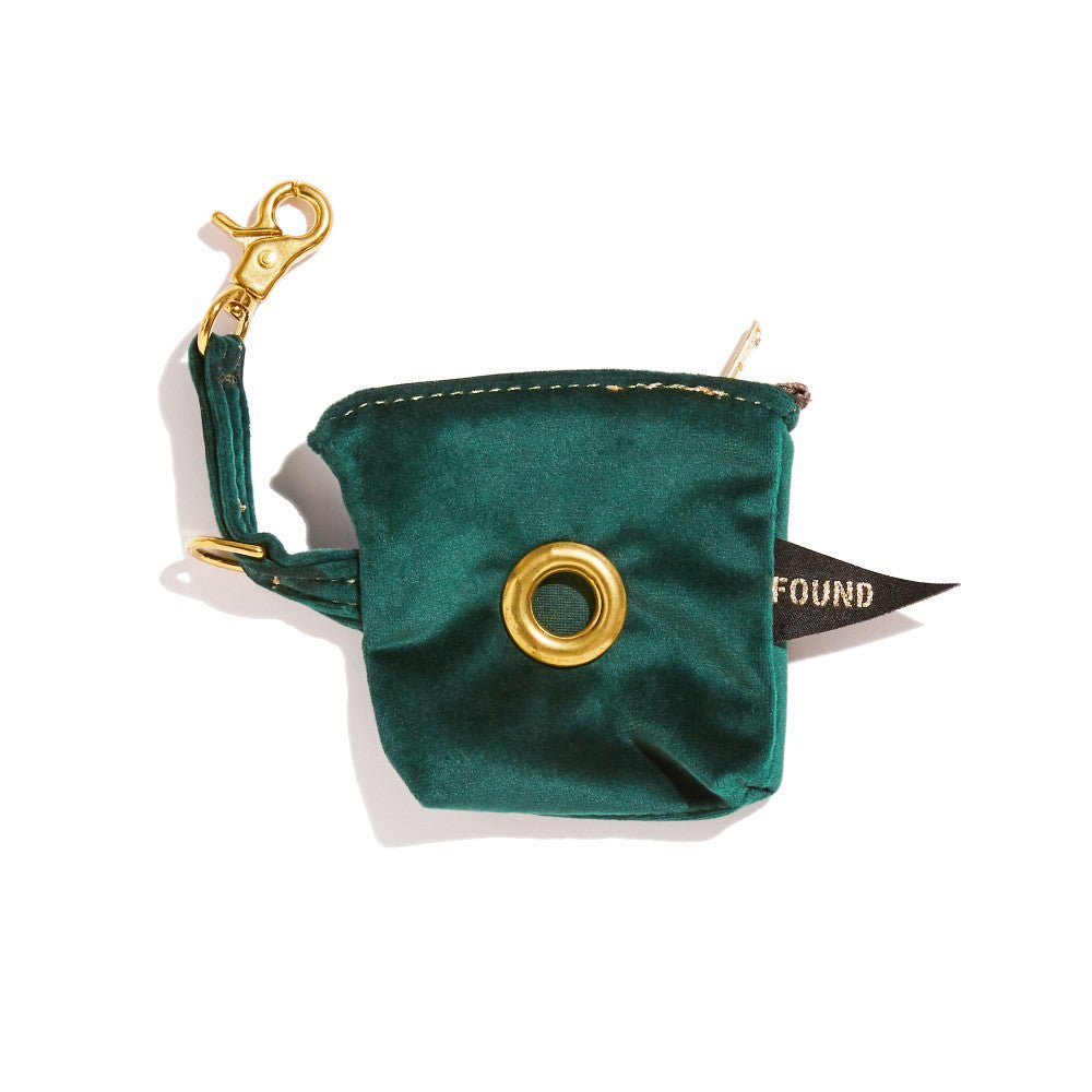Washable Velvet Dog Poop Bag Holder Emerald