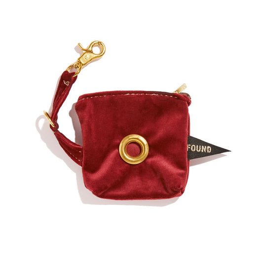 Washable Velvet Dog Poop Bag Holder Burgundy