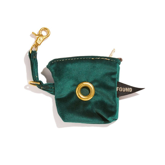 Washable Velvet Dog Poop Bag Holder Emerald