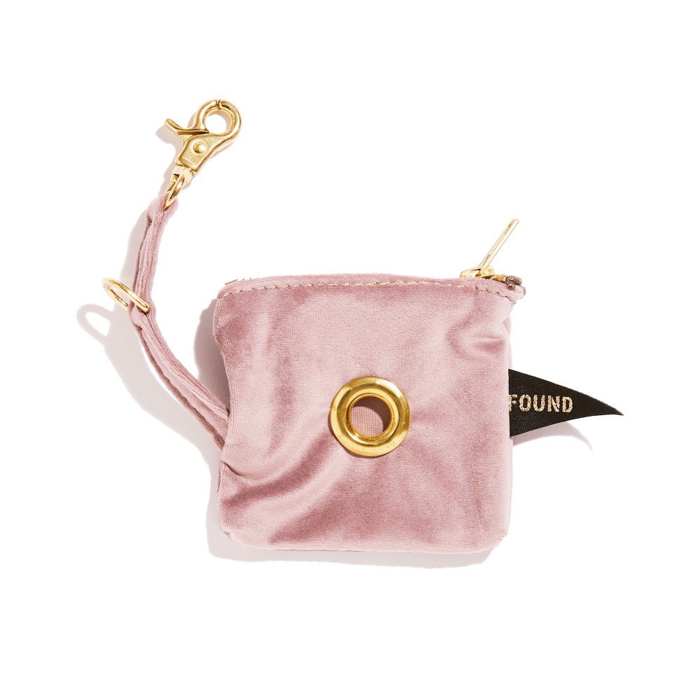Washable Velvet Dog Poop Bag Holder Rose